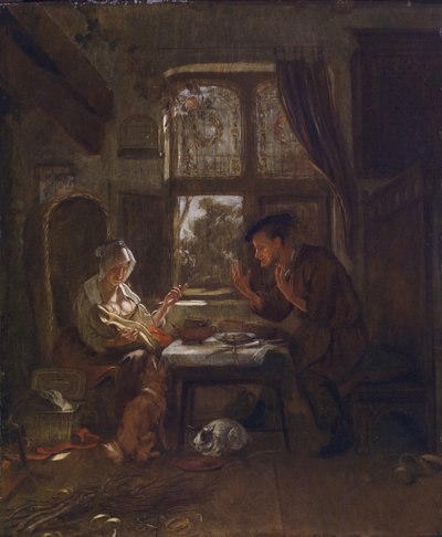 Familienscène voor een open raam door Ludolf de Jongh
